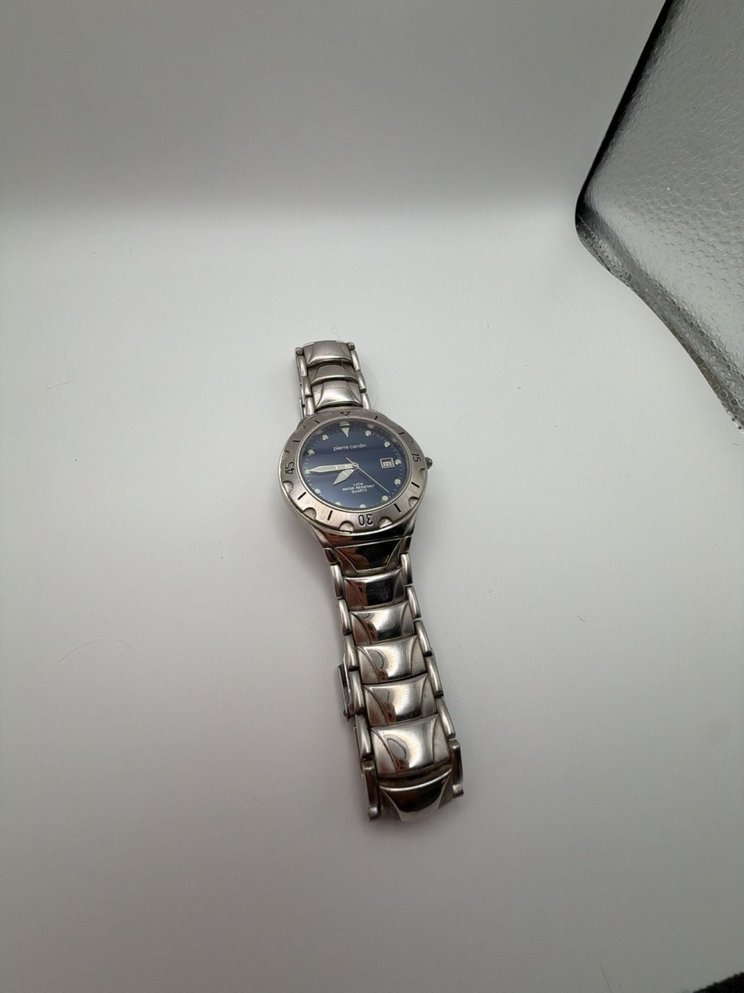 Pierre Cardin Mens Silver Stainless Steel Quartz Watch With Blue Dial And Date
